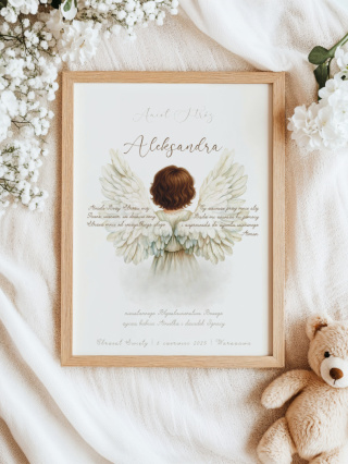 Personalizowany Plakat Pamiątka Chrztu Świętego dla Chłopca – Anioł Stróż