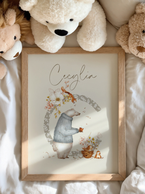 Zwierzątka w stylu Boho z literką C i imieniem dziecka Zwierzątka w stylu Boho z literką C i imieniem dziecka