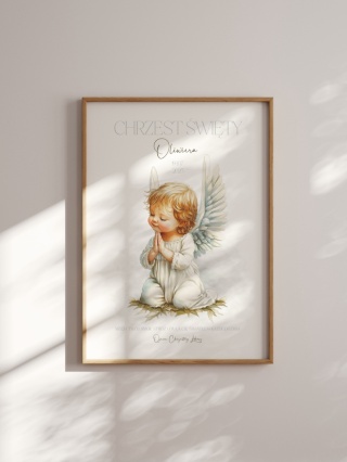 Anioł Stróż pamiątka Chrztu Świętego dla chłopca
