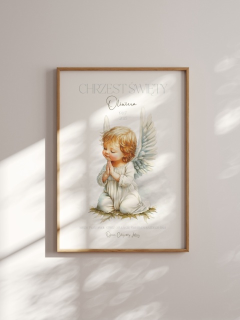 Anioł Stróż pamiątka Chrztu Świętego dla chłopca