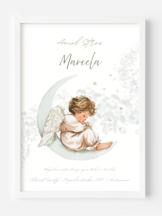 Personalizowany plakat Anioł Stróż pamiątka Chrztu Świętego