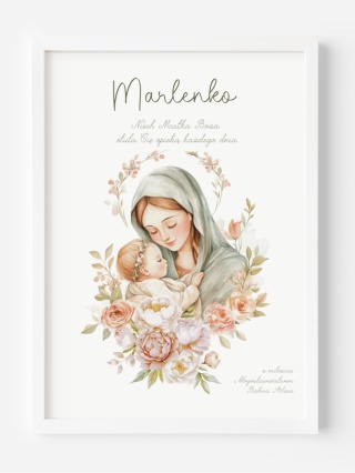 Opieka Matki Bożej nad dzieckiem, prezent na narodziny lub chrzest dla dziewczynki