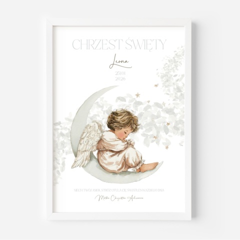 Anioł Stróż pamiątka Chrztu Świętego dla chłopca