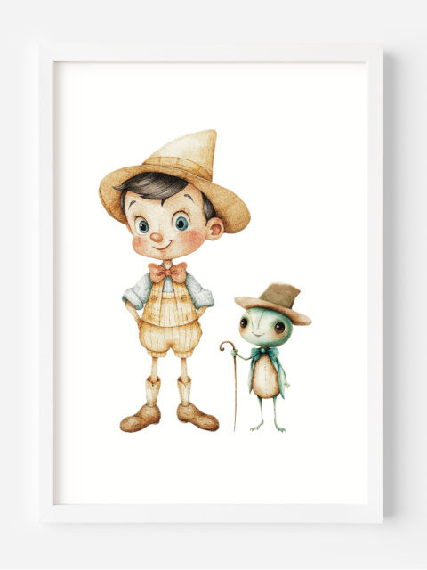 Drewniany Chłopiec i Świerszcz - Ilustracja w Stylu Retro Drewniany Chłopiec i Świerszcz - Ilustracja w Stylu Retro