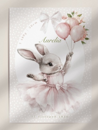 Metryczka Króliczek Balerina