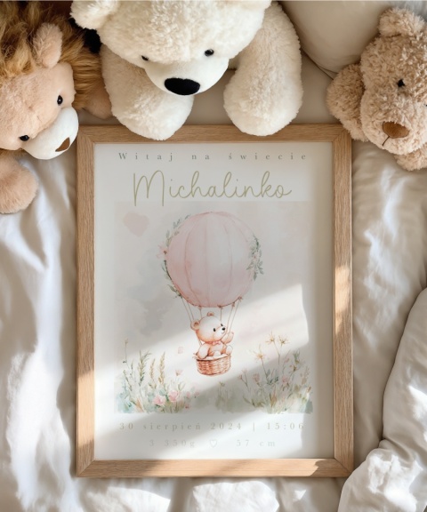 Metryczka Misiowy lot balonowy