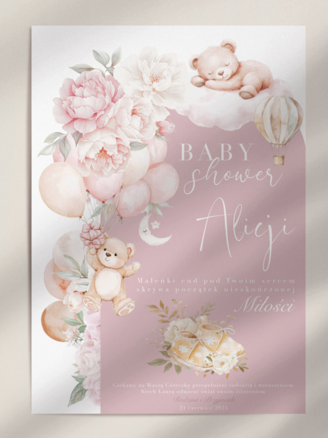 Personalizowany plakat na Baby Shower - dziewczynka Personalizowany plakat na Baby Shower - dziewczynka