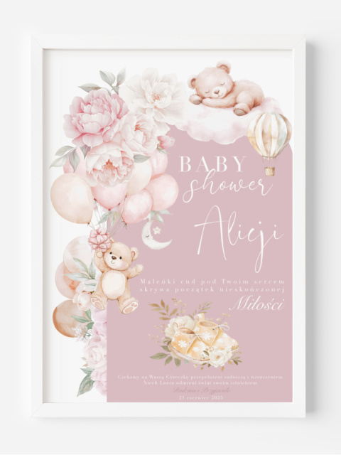 Personalizowany plakat na Baby Shower - dziewczynka Personalizowany plakat na Baby Shower - dziewczynka