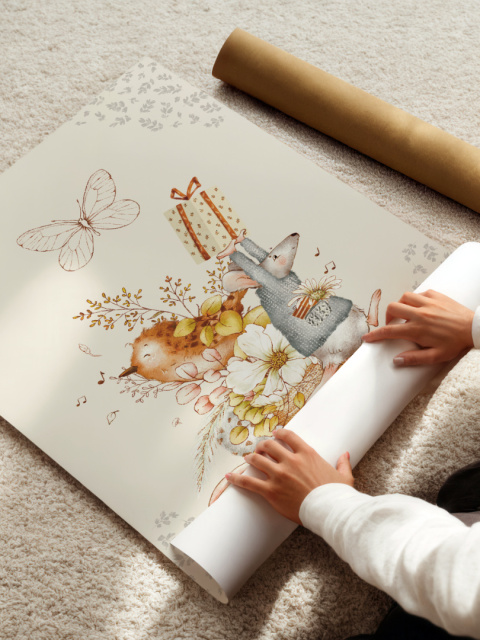Personalizowany zestaw trzech plakatów z literką i imieniem dziecka w stylu Boho Personalizowany zestaw trzech plakatów z literką i imieniem dziecka w stylu Boho