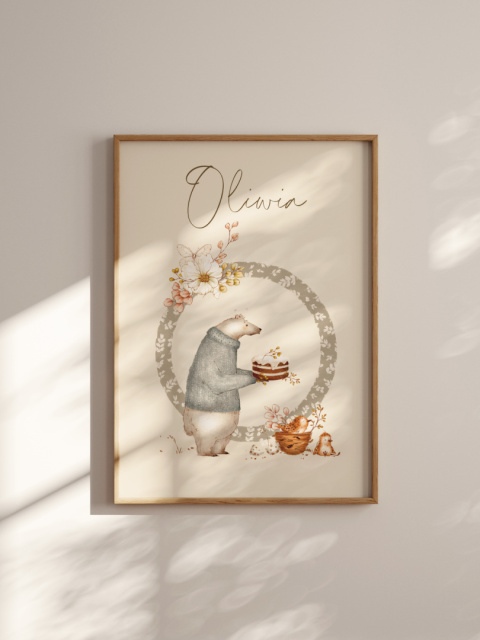 Zwierzątka w stylu Boho z literką O i imieniem dziecka Zwierzątka w stylu Boho z literką O i imieniem dziecka