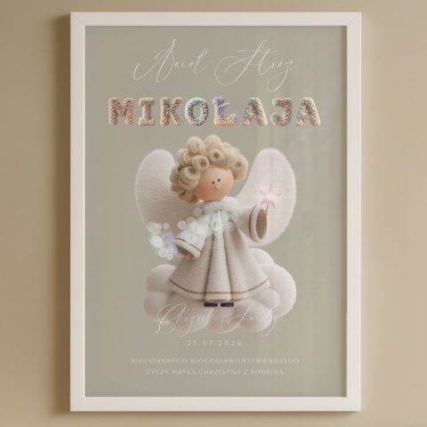 Pamiątka Chrztu Świętego – Personalizowany Anioł Stróż | Prezent na Chrzest