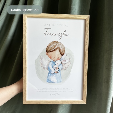 Pamiątka Chrztu Świętego / Komunii Świętej – Personalizowany Anioł Stróż dla chłopca | Prezent na Chrzest i Pierwszą Komunię