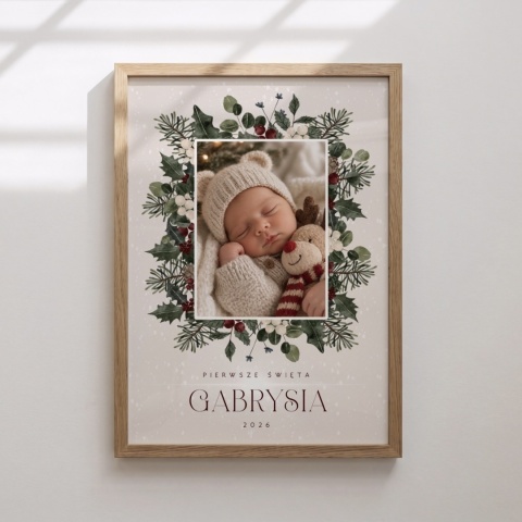 Personalizowana ramka na pierwsze święta dziecka ze zdjęciem