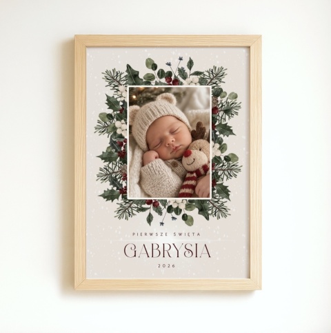 Personalizowana ramka na pierwsze święta dziecka ze zdjęciem