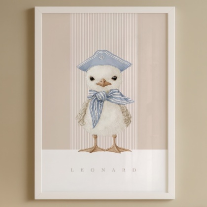 Personalizowany plakat z imieniem dziecka – Pisklę Marynarz | wyjątkowa dekoracja pokoju dziecięcego
