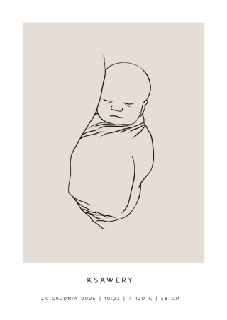 Personalizowany plakat z metryczką dla dziecka – ilustracja niemowlęcia | Pamiątka narodzin