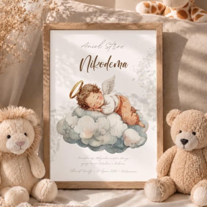 Prezent na Chrzest dla Chłopca – Anioł Stróż z Imieniem | Personalizowana Pamiątka Narodzin